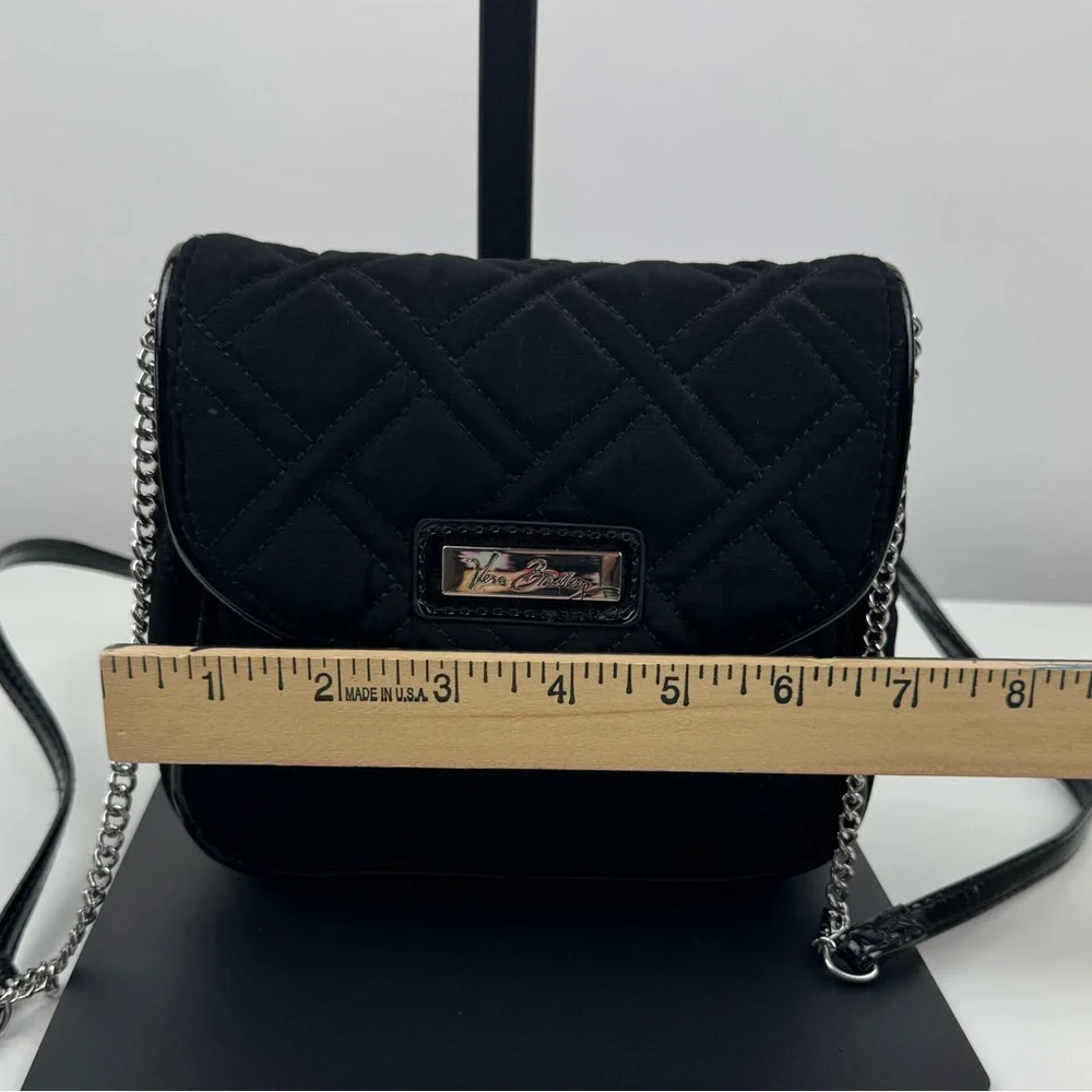 Vera Bradley Quilted Chain Strap Shoulder Crossbody Handbag Classic Black Purse